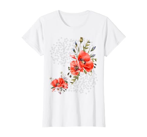 Damen Poppies Watercolor Art Mohnblumenkerne T-Shirt Damen Poppies Watercolor Art Mohnblumenkerne T-Shirt von Watercolour Poppy Art