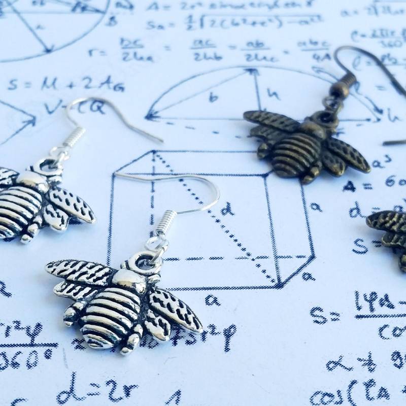 Silber/Bronze Bienen Insekt Baumeln Ohrringe von WaterdewJewelry
