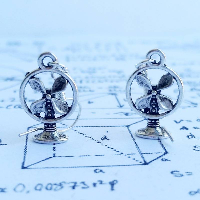 Silber Ventilator Fan Ohrringe von WaterdewJewelry