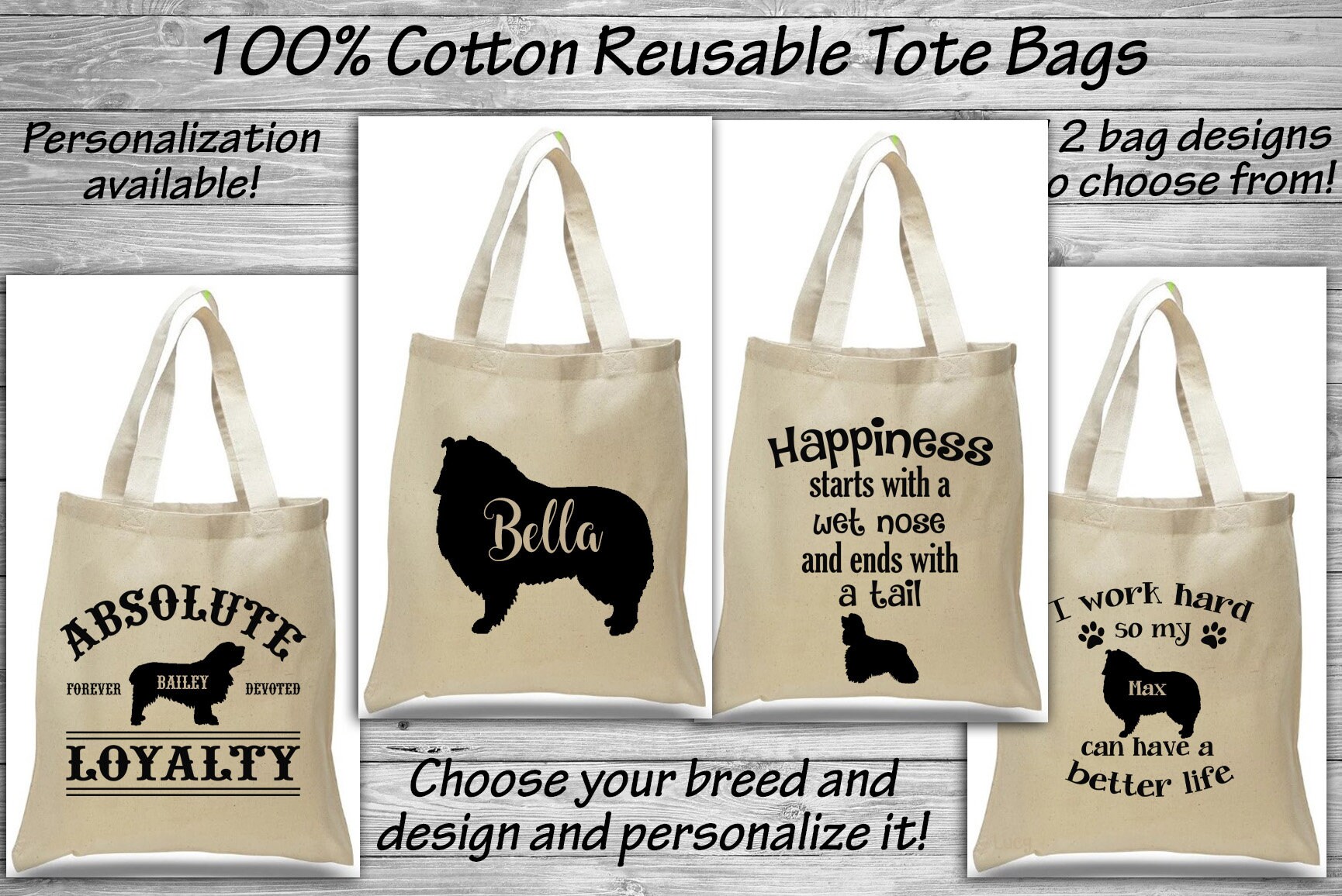 Clumber Spaniel - Cocker Collie Baumwolltasche Einkaufssack Hundepflege Wiederverwendbar Umweltfreundlich Ring Trophäe Geschenk von WaterfallGlenDesigns