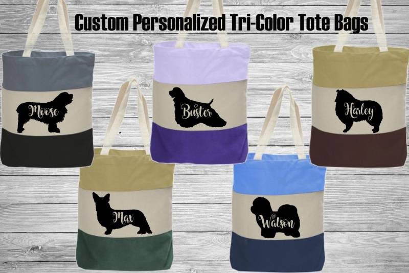 Clumber Spaniel Cocker Collie Corgis - Coton De Tulear Personalisierte Schwere Canvas Tragetasche Sack Ring Trophäe Preis Puppy Breeder Bag von WaterfallGlenDesigns