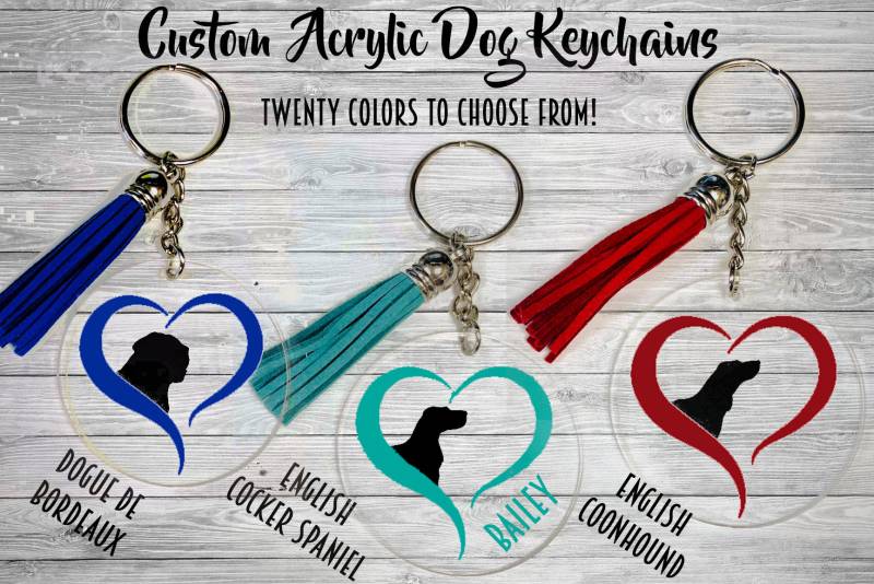 Dogue De Bordeaux - Englisch Cocker Spaniel Coonhound Klar Acryl Schlüsselanhänger Mit Quaste Hund Geschenk Gepäckanhänger Rucksack Charme von WaterfallGlenDesigns
