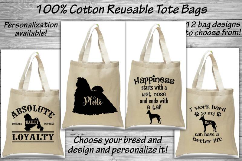 Lowchen/Maltesisch Manchester Terrier Baumwolle Einkaufstasche - Shopping Sack Hund Pflege Tote Wiederverwendbare Eco-Friendly Ring Trophy Preis von WaterfallGlenDesigns
