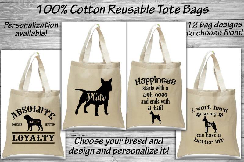 Mastiff/Miniatur Bull Terrier Pinscher Baumwolltasche - Einkaufssack Hundepflegetasche Wiederverwendbar Eco Ring Trophäe Preis von WaterfallGlenDesigns