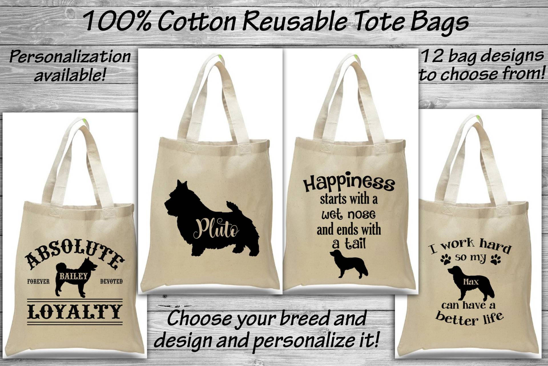 Norweger Elchhund/Norwich Terrier Nova Scotia Ente Tolling Retriever Baumwolltasche - Einkaufssack Wiederverwendbar Eco Ring Trophäe Preis von WaterfallGlenDesigns