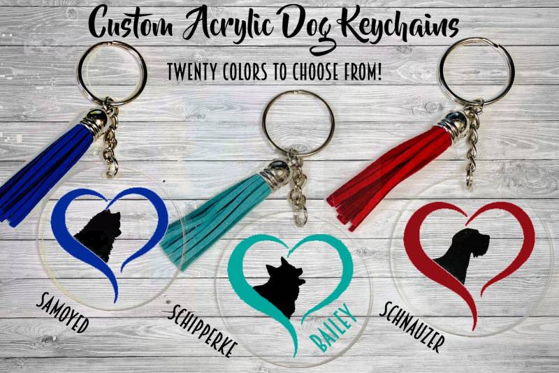 Samoyed - Schipperke Schnauzer Klarer Acryl Schlüsselanhänger Mit Quaste Hundegeschenk Gepäckanhänger Rucksack Charm Reißverschluss Samoyed - Schipperke Schnauzer Klarer Acryl Schlüsselanhänger Mit Quaste Hundegeschenk Gepäckanhänger Rucksack Charm Reißverschluss von WaterfallGlenDesigns