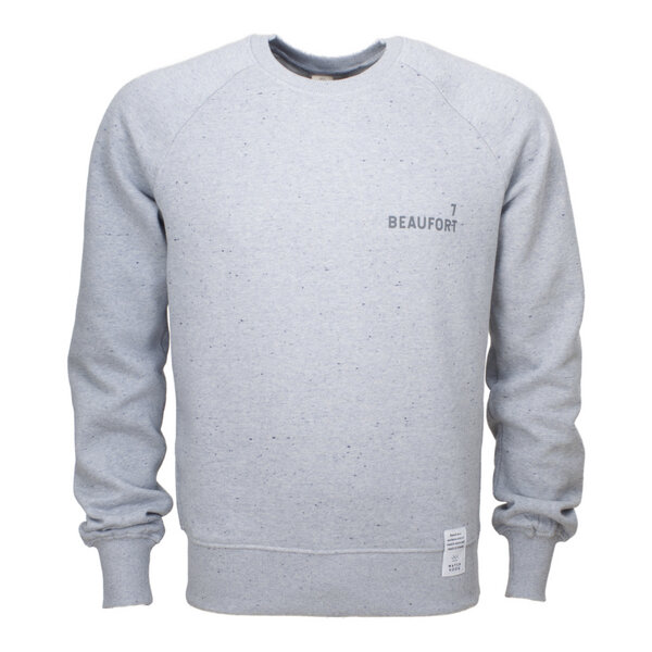 Waterkoog 7 BEAUFORT/ Sweatshirt, grau meliert, schwarzer Print, Biobaumwolle von Waterkoog