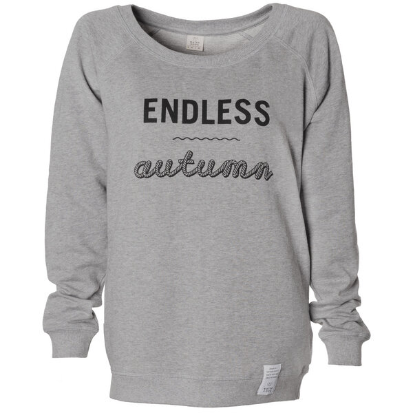 Waterkoog Frauen Sweatshirt ENDLESS AUTUMN, grau meliert, schwarzer Print, Biobaumwolle von Waterkoog