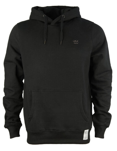 Waterkoog Hoodie, WK BLCK, schwarzer Hoodie aus 100% Biobaumwolle mit gesticktem Logo von Waterkoog