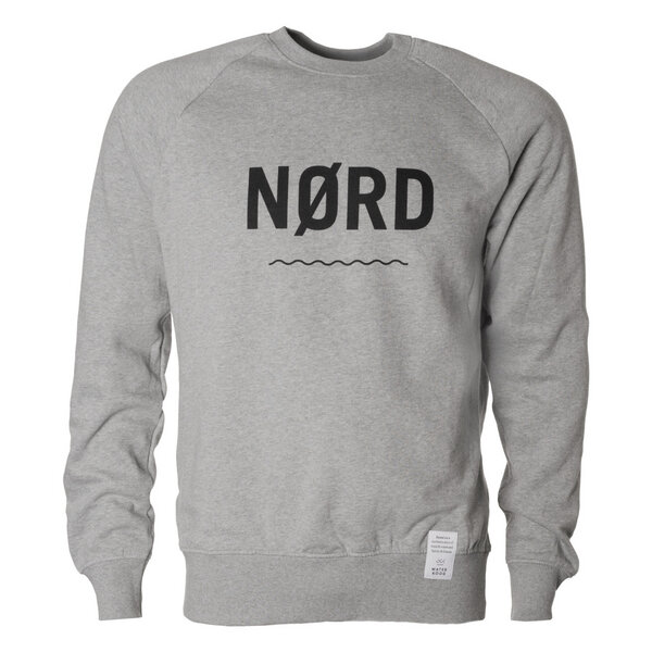 Waterkoog Sweatshirt "NØRD", grau meliert, schwarzer Print, Biobaumwolle von Waterkoog