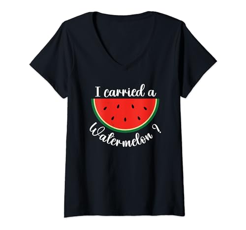 Damen Lustiges Fruchtfutter Melon Lover Ich habe eine Wassermelone getragen T-Shirt mit V-Ausschnitt von Watermelon Seeds Watermelon Fruit Lover Apparel Co