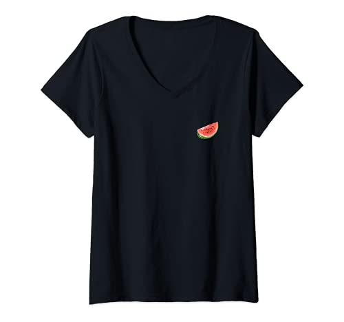 Damen Wassermelone Watermelon T-Shirt mit V-Ausschnitt Damen Wassermelone Watermelon T-Shirt mit V-Ausschnitt von Watermelon Summer Apparel For Watermelon Lovers