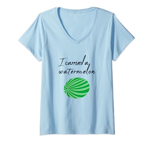 Damen Ich habe eine Wassermelone getragen T-Shirt mit V-Ausschnitt Damen Ich habe eine Wassermelone getragen T-Shirt mit V-Ausschnitt von Watermelon Tees