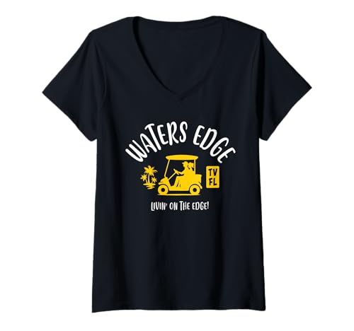 Damen The Village of Waters Edge TV FL Golfwagen-Design T-Shirt mit V-Ausschnitt Damen The Village of Waters Edge TV FL Golfwagen-Design T-Shirt mit V-Ausschnitt von Waters Edge TV FL USA Designs and Souvenirs
