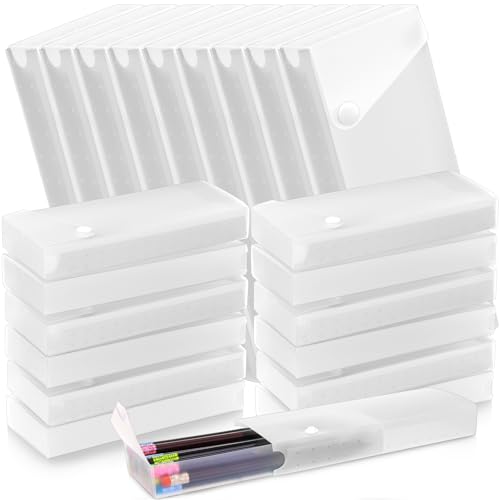 Watersay Slider Federmäppchen für Klassenzimmer, transparente Kunststoff-Federbox mit ausziehbarer Schublade, Schnappverschluss, Aufbewahrungsbox, Buntstift-Boxen, durchscheinend, Mehrzweck-Organizer von Watersay