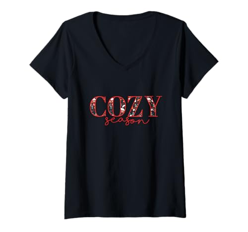 Damen Gemütliche Jahreszeit Vibes Winterdesign Schneegestöber Rutsche T-Shirt mit V-Ausschnitt Damen Gemütliche Jahreszeit Vibes Winterdesign Schneegestöber Rutsche T-Shirt mit V-Ausschnitt von Watershed Creations Co.