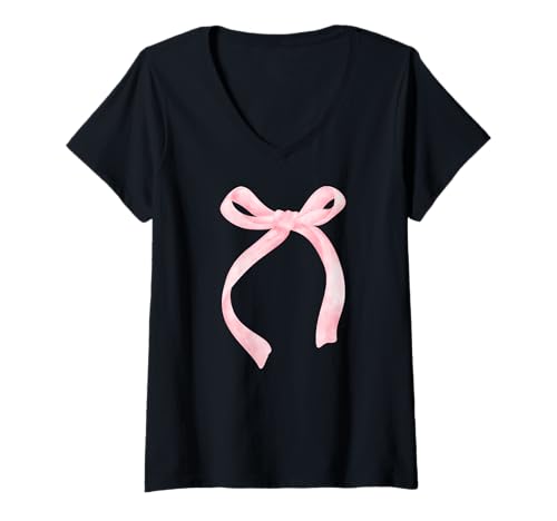 Damen Schleife trendiges Muster, ästhetisch, kokette T-Shirt mit V-Ausschnitt Damen Schleife trendiges Muster, ästhetisch, kokette T-Shirt mit V-Ausschnitt von Watershed Creations Co.