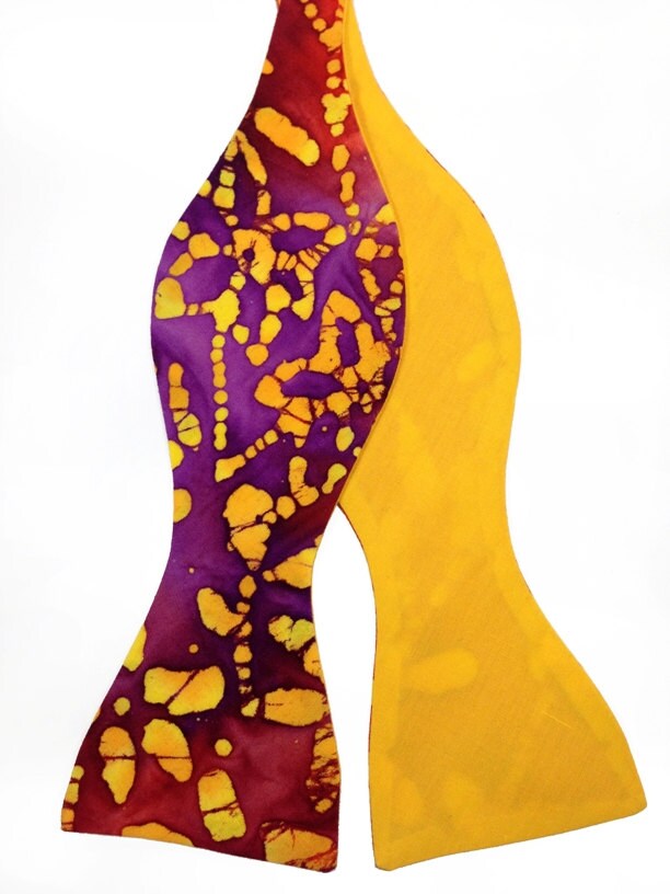 Orange & Gelbe Batik Fliege, Herbstfarben Selbstgummis, Vatertag Selbstkrawatte Herren Selbstkrawatte, Neuheit Fliege von WatfordTies