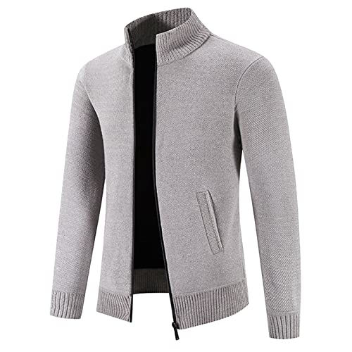 Herren Einfarbig Strickjacke Sportlich Sakko Blazer Slim Fit Modern Jackett Jacke Casual Anzugjacke für Männer Herbst Winter Einfachheit Jacke Business Mantel mit Reißverschluss Warme Cardigan von Watopi