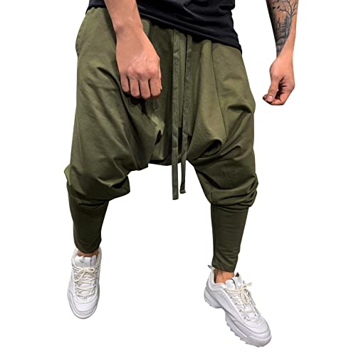 Herren Hose Casual High Street Männer Pluderhosen Bequeme elastische Taillenhosen Fashion Solid Color Casual Yoga Hippies Hosen von Watopi