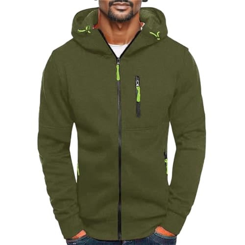 Hoodie Herren Pullover Zip Up Langarm Sweatjacke mit Kapuze Workout Lässig Kordelzug Outdoorjacke Kapuzenpullover Herbst Winter Casual Sport Sweatshirt mit Reißverschluss Training Coat Sportjacke von Watopi