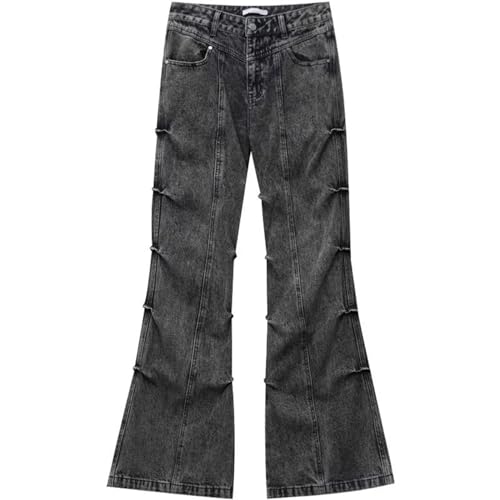 Jeanshose Herren Vintage Jeans Baggy Streetwear Gerade Jeanshose Ausgestellte Denim-Hose im Retro-Wasteland-Design Teenager Jungen Streetwear Hip Hop Jeans Stil Loose Fit Jeanshose von Watopi