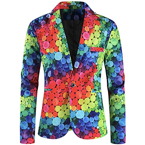 Watopi Business-Jacke Sakko Herren Jackett Herren Schmal Geschnittener Stretch-Blazers Jacken Für Herren Mode Mantel Lässige Schnalle Retro-Druckjacke Einreihige Anzugjacken Hawaii Drucken Sakkos von Watopi