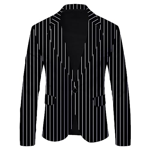 Watopi Herren Blazer Kariert Anzugjacke Slim Fit Streifen Anzug Lässig Business Anzug Modern Elegante 1 Knöpfen Britischer Stil Sakko Mantel Moderne Jacken-Blazer Reverskragen von Watopi