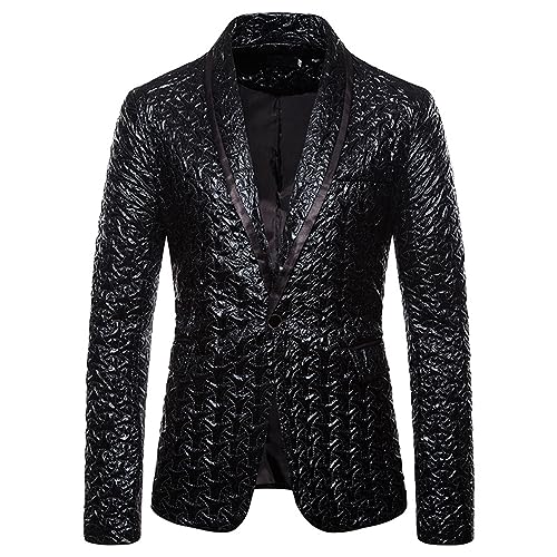 Watopi Herren Sakko Blazer Sportlich Regular Fit Pailletten Anzüge für Männer Karneval Anzugjacke Langarm Steampunk-Jacke Vintage Freizeitjacke Mit Knopf Smoking Jacket Glitter-Sakko für Hochzeit von Watopi