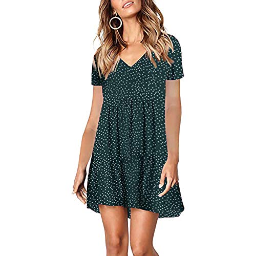 Watopia Sommerkleider Einfarbig Damen Lässig Ärmellose V-Ausschnitt Mode Slim Sexy Date Party Kleid Vintage Ärmellose Boho Leichte Elegante Urlaubsstil Einfarbig Strandkleid Mittellanger Kurzarmrock von Watopia