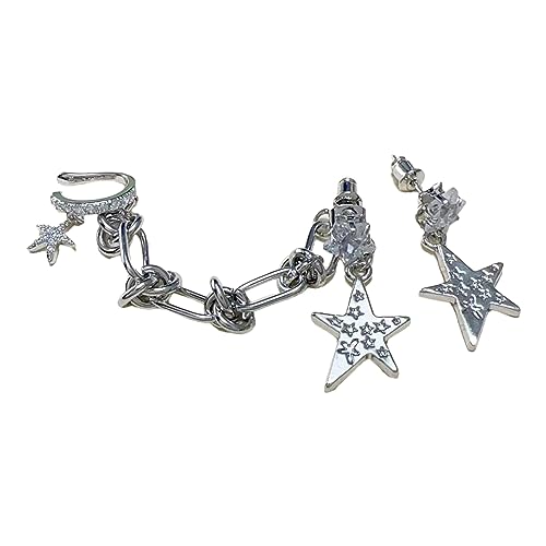 1 Paar Crystal Diamonds Fünf Punkte Sternohrringe Kette Frauen Handgefertigt Leichte Modeohrschmuck Fünfzüßig von Watreketal