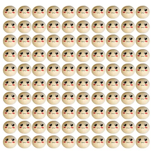 100 Stcs Bemalte Holz Runde Kugelperlen Lose Handwerks Lächeln Holzhalter Für Schmuck Armband Halskette Lose Handwerksperlen Kunstzubehör Handgefertigte Accessoires Für Schmuck Armband Halskette von Watreketal