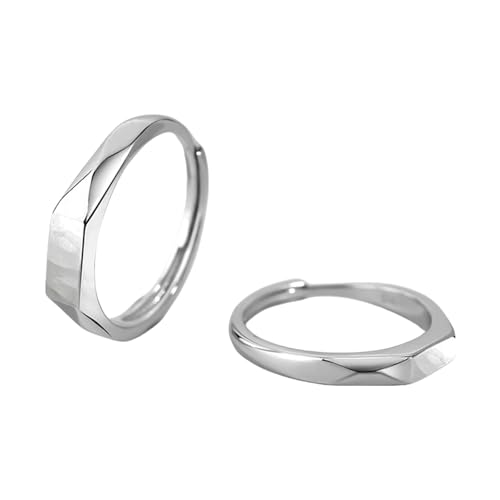 1pair Einzigartige Sterlings Silber Projektion Ringe Einstellbare Größe Ringe Für Paare Und Liebhaber Täglich Tragen Paar Accessoire Rein Silberpaar Schmuck Schmuck von Watreketal