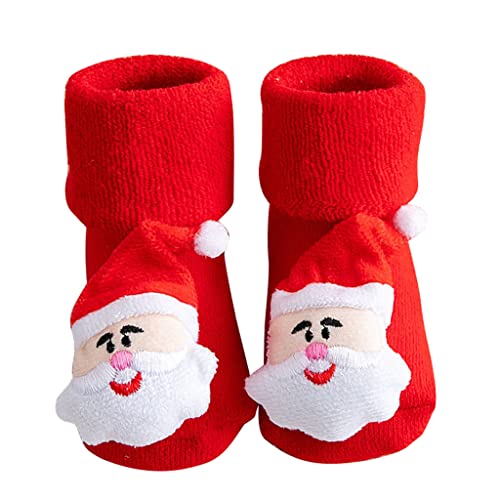 2 PCs Baby Fuzzy Home Socks Säugling Weihnachten Socken Anti Schlupf Cartoon Boden Für Neugeborene Kleinkind 1-3 Jahre Winter Warmes Kleinkind Baumwollsocken Mädchen Jungen Nicht Slip von Watreketal