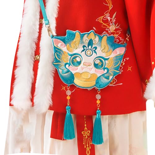 2024 Crossbody Bag Fashion Chinese Dragon Jahr Square Stickerei Schulter Für Jugendliche Frauen Mädchen Festliche Tasche von Watreketal