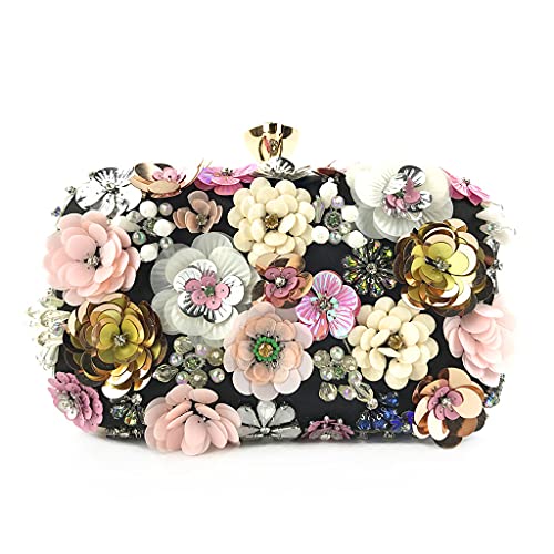 Abenddinnertasche Perlen Handtasche Bunte Blumen Crossbody Tasche Mit Kette Hochzeitsfeier Abschlussball Kupplung Geldbeutel Perlen Beutel Für Frauen Abend Geldbeutel von Watreketal