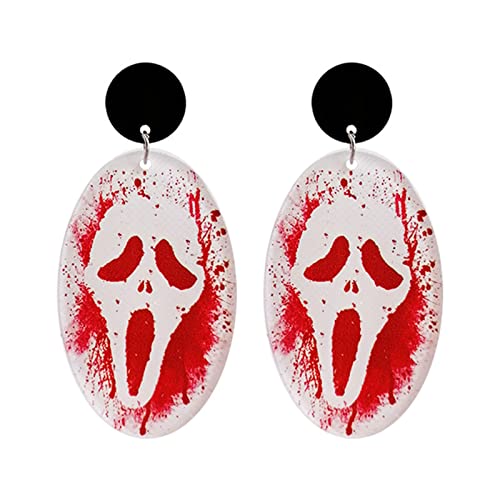 Besondere Gruselige Ohrringe Halloween Bloody Spielen Kartenschädel Dangle Ohrring Schmuck Gothic Hip Hop Anhänger Unisex Scary Für Männer Frauen Frauen von Watreketal
