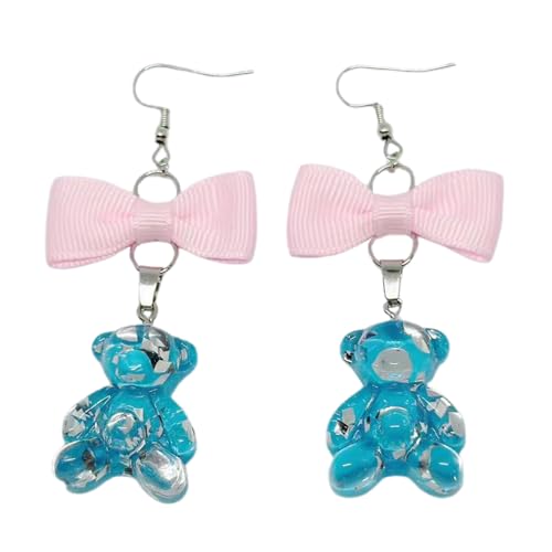 Bunte Harzohrringe Bowknot Drop Dangler Charme Ohrring Schöne Mädchen Cartoon Süßigkeiten Bär Anhänger Bowknot Bär Anhänger Ohrring von Watreketal