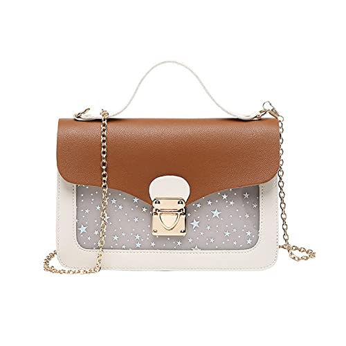 Damen PU Umhängetasche Mode Crossbody Small Square Pack Star Paillette Handtasche Messenger Clutch Wallet Women PU Schulter Fashion Star Pailletten Handtasche Crossbody Square Pack von Watreketal
