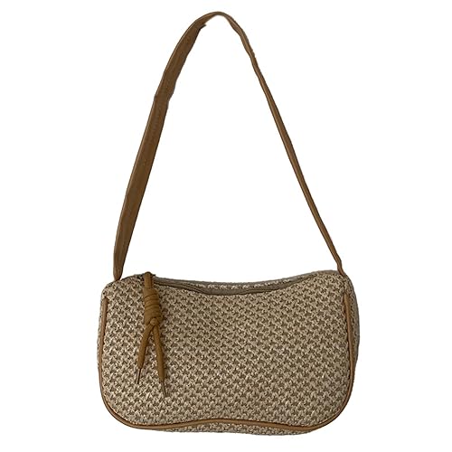 Damen Umhängetasche Faderarm Unterarm Tasche Rattan Gewebtes Schulter Handtasche Reißverschluss Reißverschlüsse Achselgrundstücke Handtaschen Für Frauen Mit Reißverschluss Für Mädchen von Watreketal