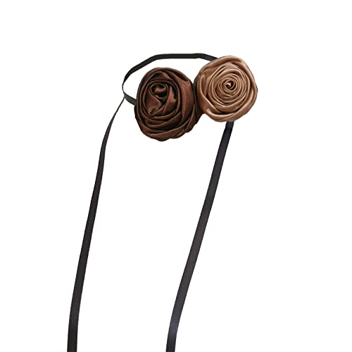 Doppelbraune Halshalskette Langes Band Satinkragen Camellia Ketten Spitzenkragen Choker Y2K Chokers Für Frauen von Watreketal