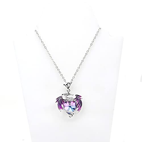 Drachen Halsketten Blau Kristall Drachen Liebhaber Schlüsselbein Halskette Viel Glücksliebhaber Schmuck Herz Charme Halskette Geschenk Vintage Kristall Anhänger Halsketten Für Frauen von Watreketal