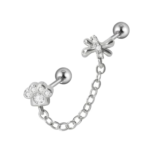 Edelstahl Eardrop Ohr Tragus Knorpel Piercing Zirkon Hangle Ketten Ohrring Conch Piercing Ohrwäsche Verstellbarer Kettenstolf von Watreketal