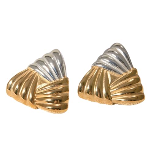 Elegante Gold Und Silber Geometrische Stollen Ohrringe Elegante Zwei Ton Ohr Accessoires Modern von Watreketal