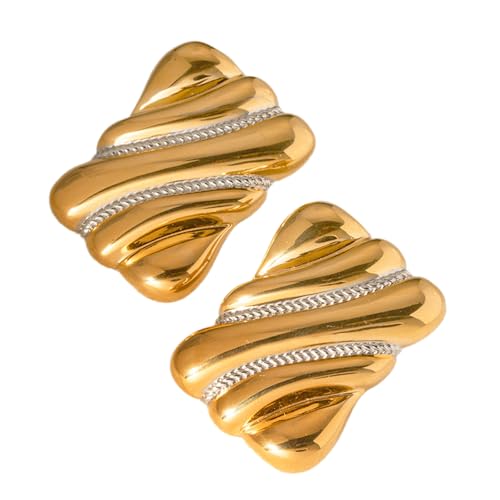 Elegante Gold Und Silber Geometrische Stollen Ohrringe Elegante Zwei Ton Ohr Accessoires Modern von Watreketal