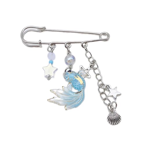 Fischstar Schalen Anhänger Brosche Revers Pin Pullover Metal Broschen Exquisites Kleidung Schmuck Geschenk Für Frauen Mädchen Einzigartige Revers Frauen Süße Kinder Ausstellen Kleidung Accessoires von Watreketal