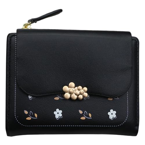 Floral Print Wallet Money Cashtocke Für Frauen Mädchen PU Leder Münzholzkartenhalter Mit Mehreren Vergleichen Kurzmünze Geldbörse Brieftasche von Watreketal