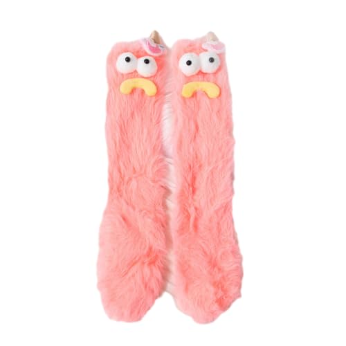 Frauen Dicker Warme Fuzzy Socken Plüschwinkel Für Schlaf Nach Hause Weich Gemütlich Cartoon Puppen Knöchel Crew Frauen Fuzzy Cosy Weiche Slipper Socken von Watreketal