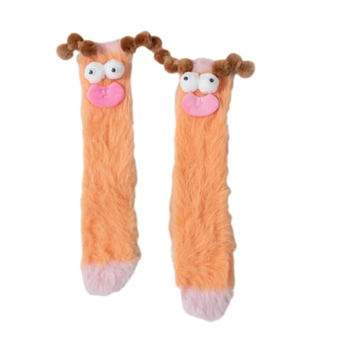 Frauen Dicker Warme Fuzzy Socken Plüschwinkel Für Schlaf Nach Hause Weich Gemütlich Cartoon Puppen Knöchel Crew Frauen Fuzzy Cosy Weiche Slipper Socken von Watreketal