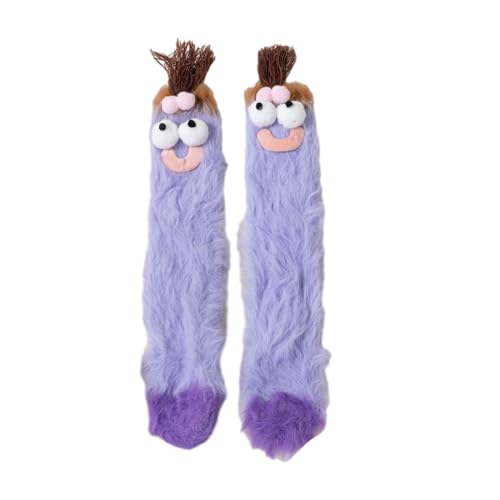 Frauen Dicker Warme Fuzzy Socken Plüschwinkel Für Schlaf Nach Hause Weich Gemütlich Cartoon Puppen Knöchel Crew Frauen Fuzzy Cosy Weiche Slipper Socken von Watreketal